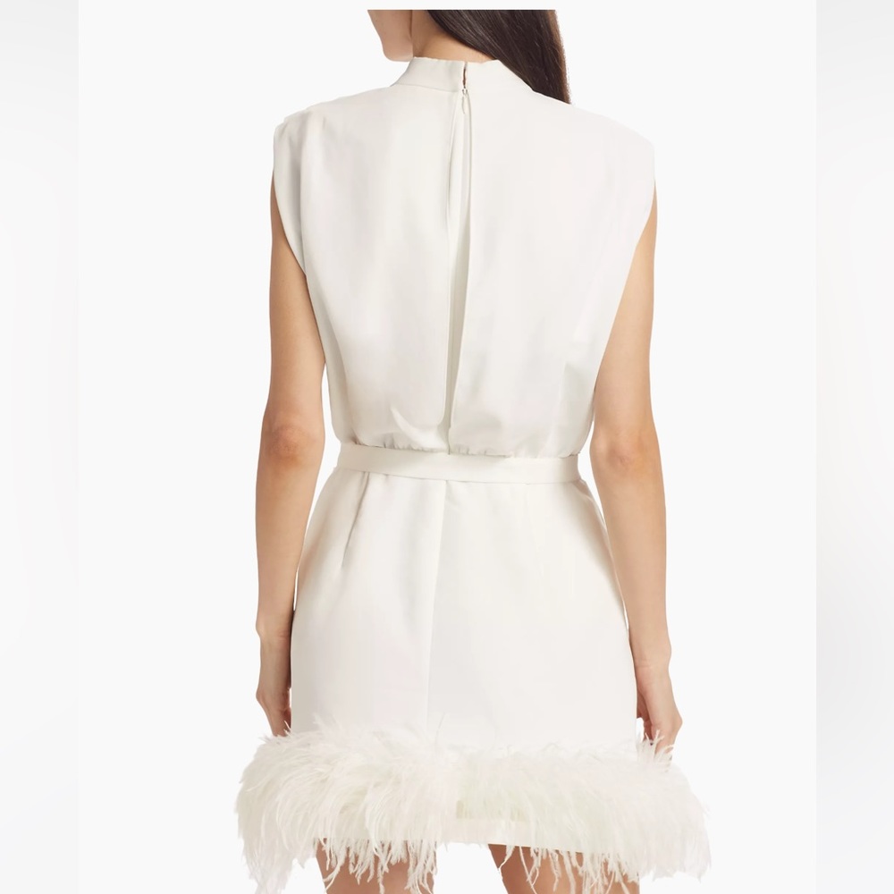 Amanda Uprichard Sullivan Feather-Trimmed Belted Minidress - Picture 4 of 14